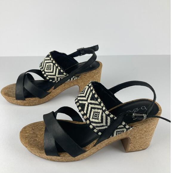 BOC‎ Calissa Platform Sandals Black Tribal Strap Block Heels  Size 8 - Picture 1 of 13